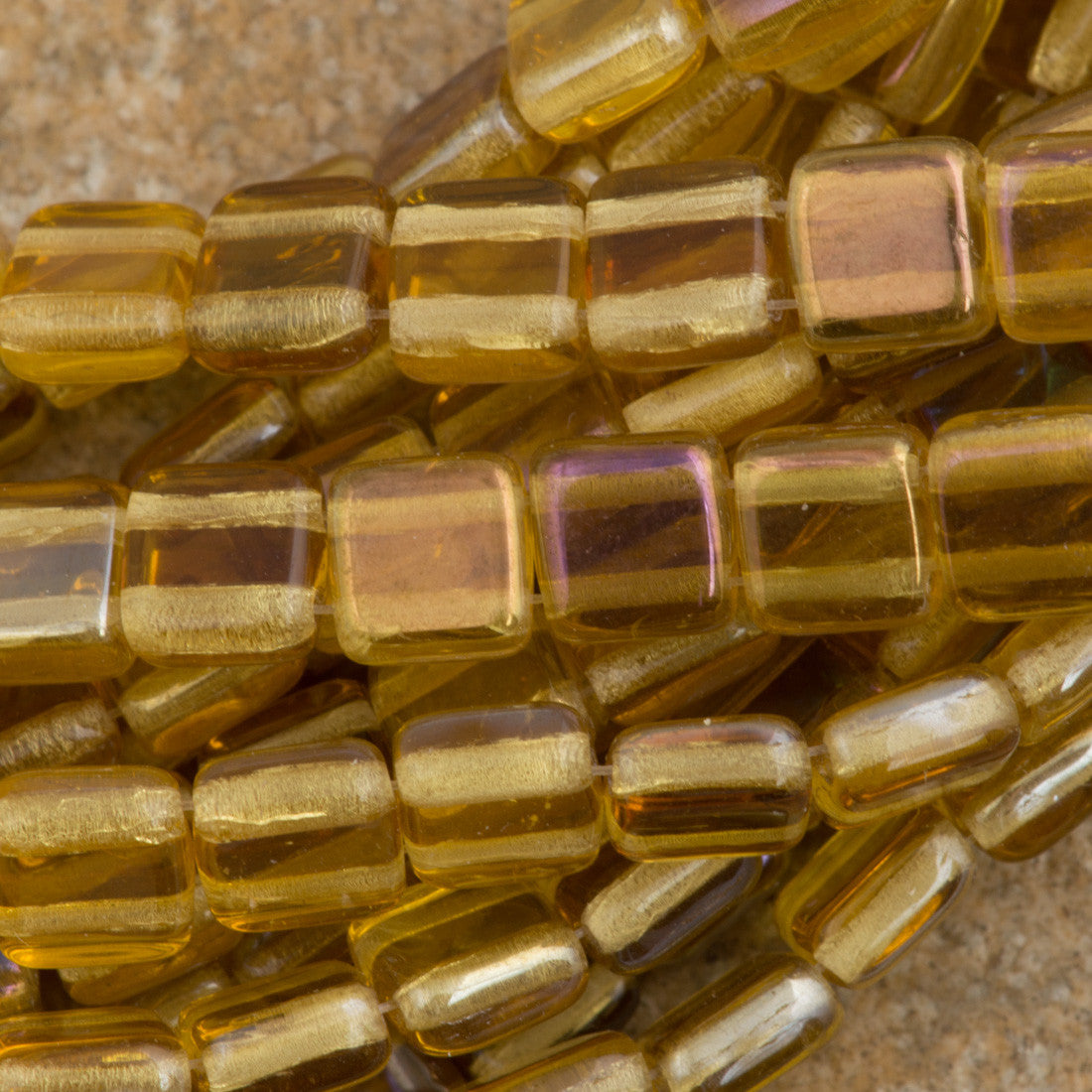 50 CzechMates 6mm Two Hole Tile Beads Topaz Twilight (10060W)