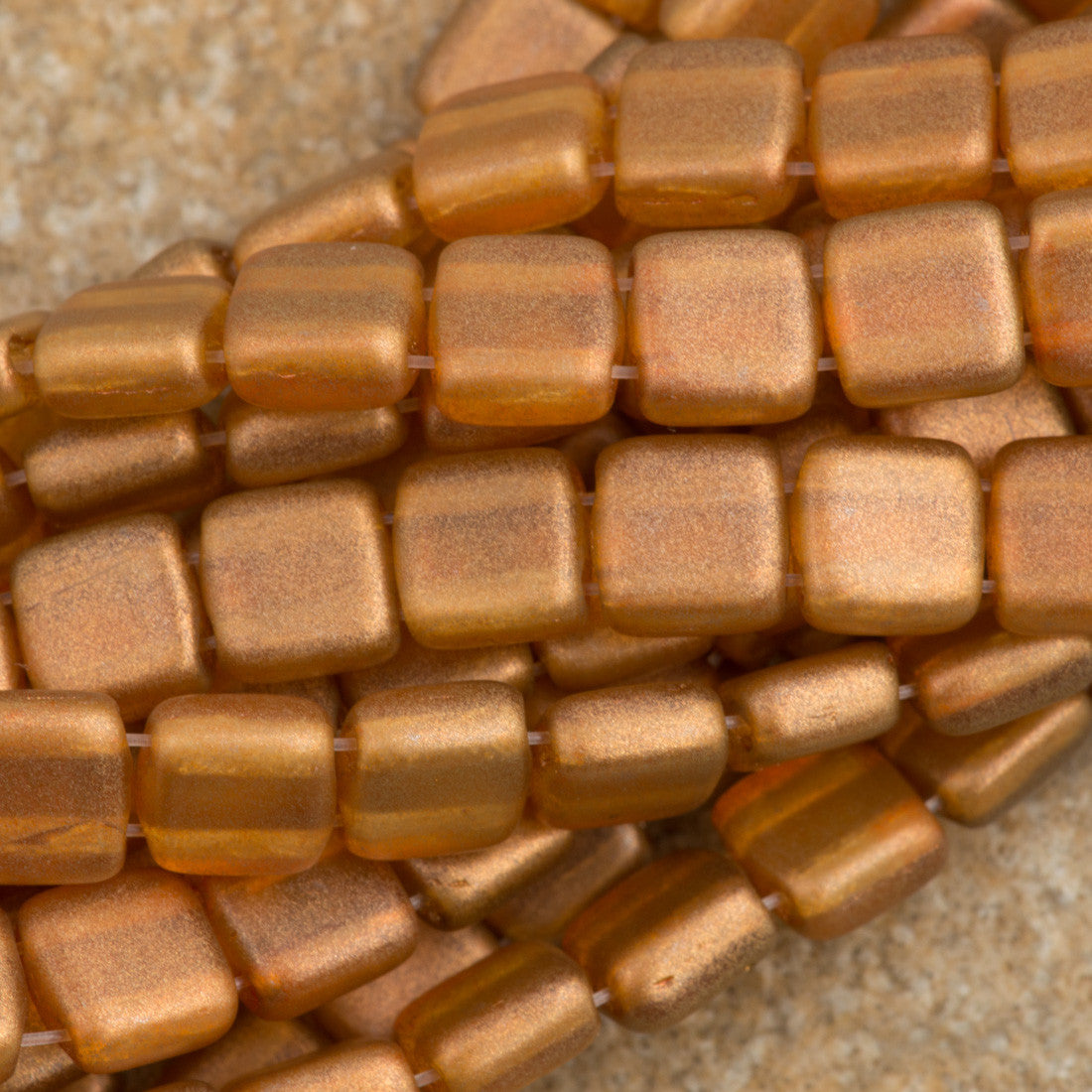 50 CzechMates 6mm Two Hole Tile Beads Halo Sandalwood (29253)