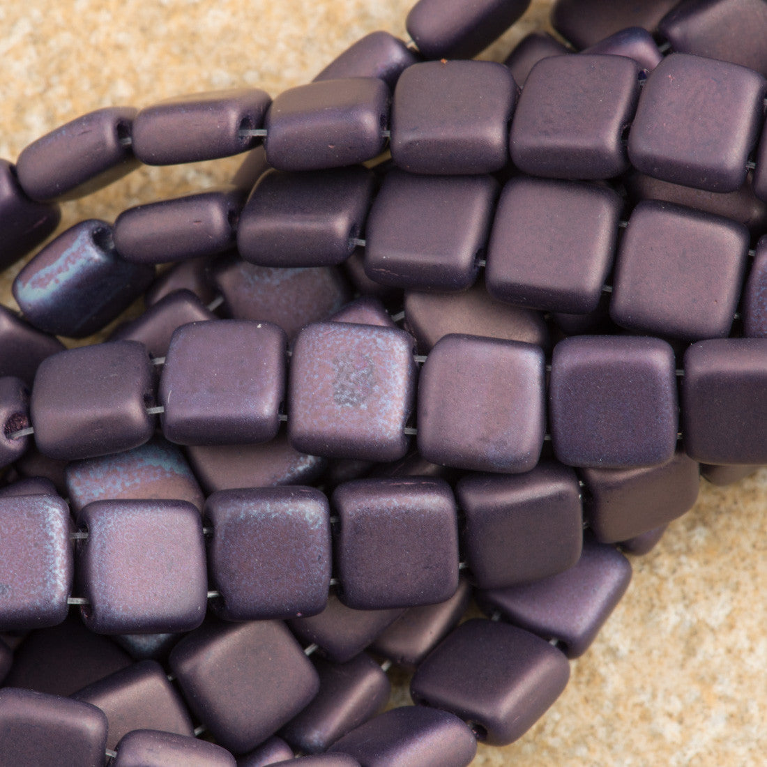 50 CzechMates 6mm Tile Beads Matte Navy Vega (33410YM)