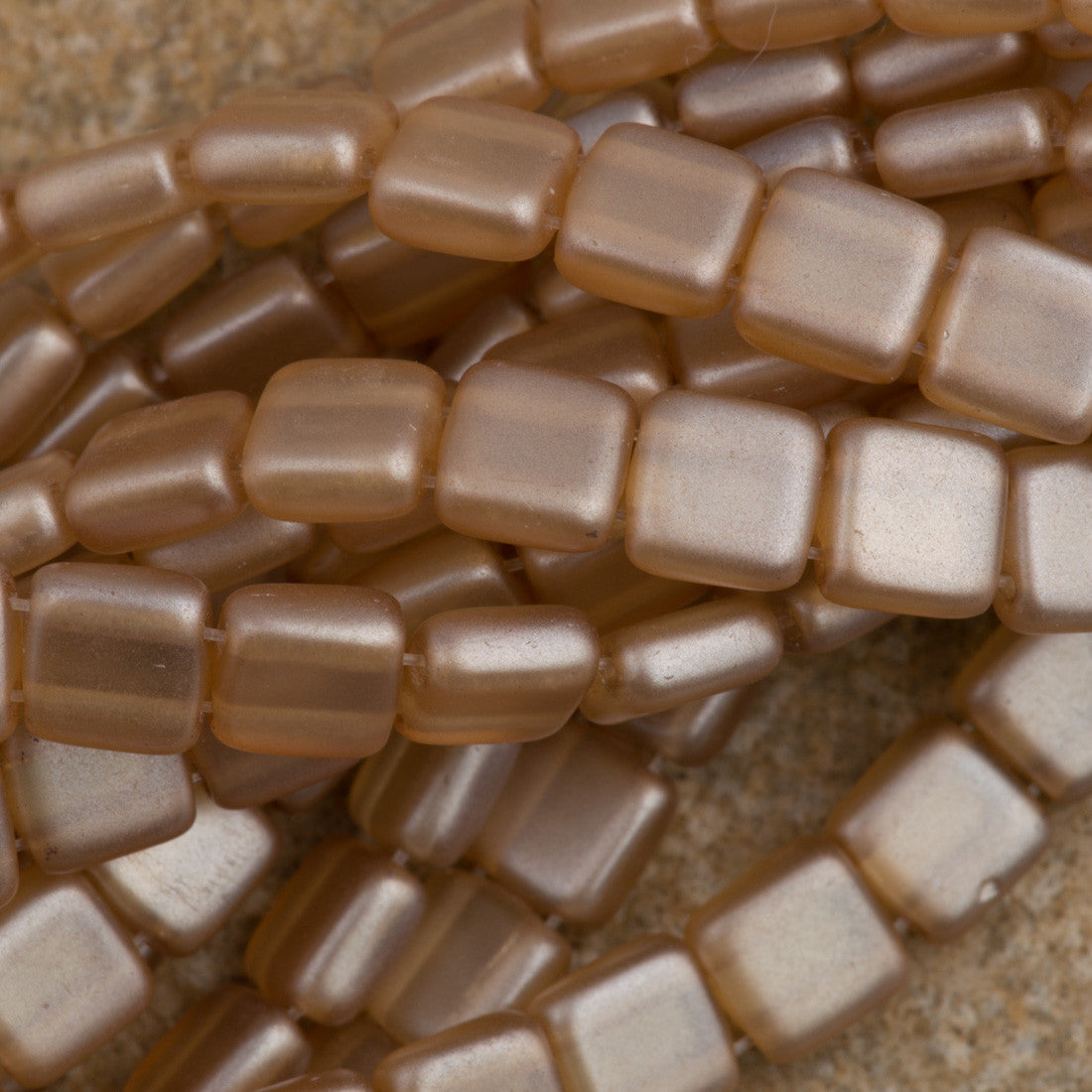 50 CzechMates 6mm Two Hole Tile Beads Pearl Lights Latte (63182)