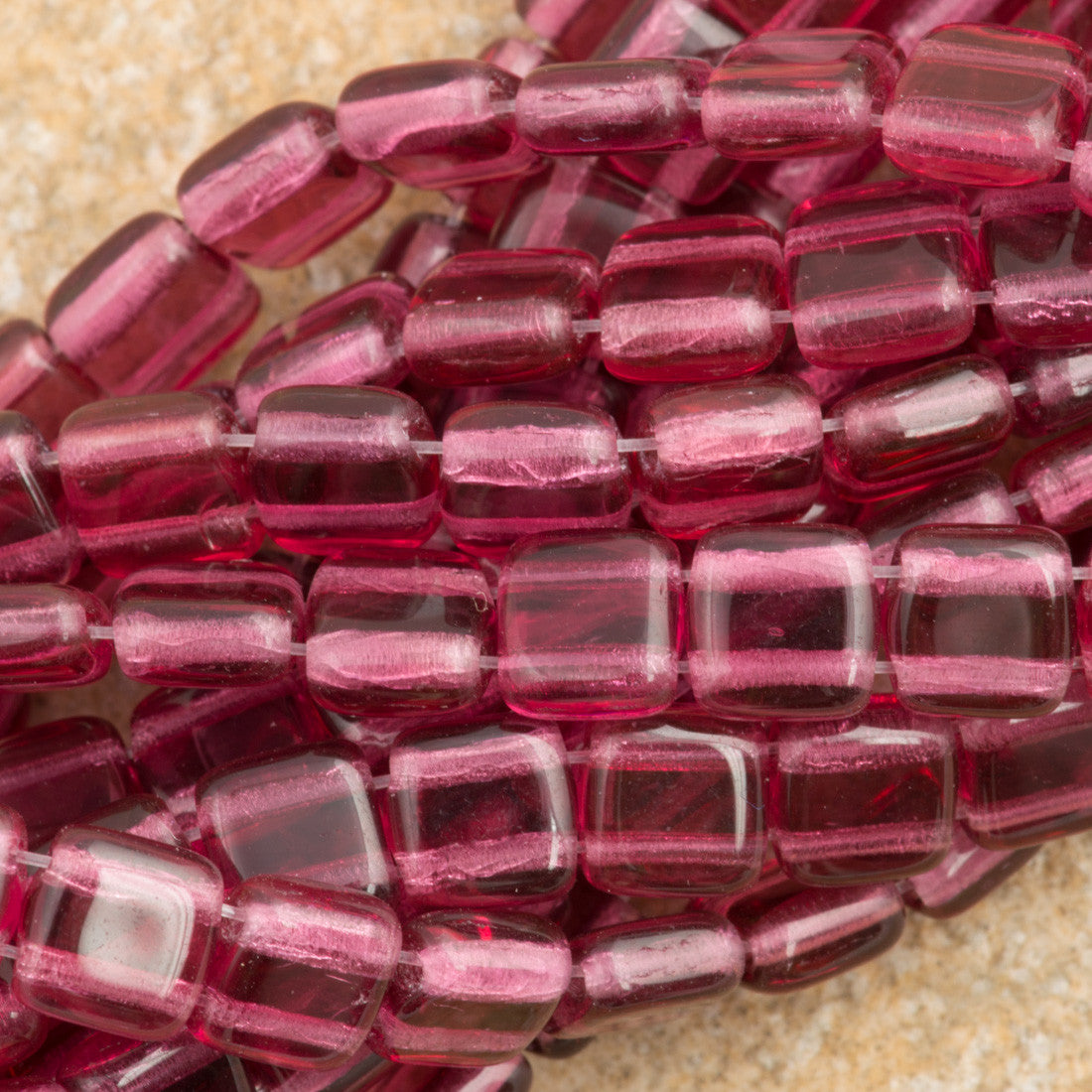 50 CzechMates 6mm Tile Beads Fuchsia (70350)