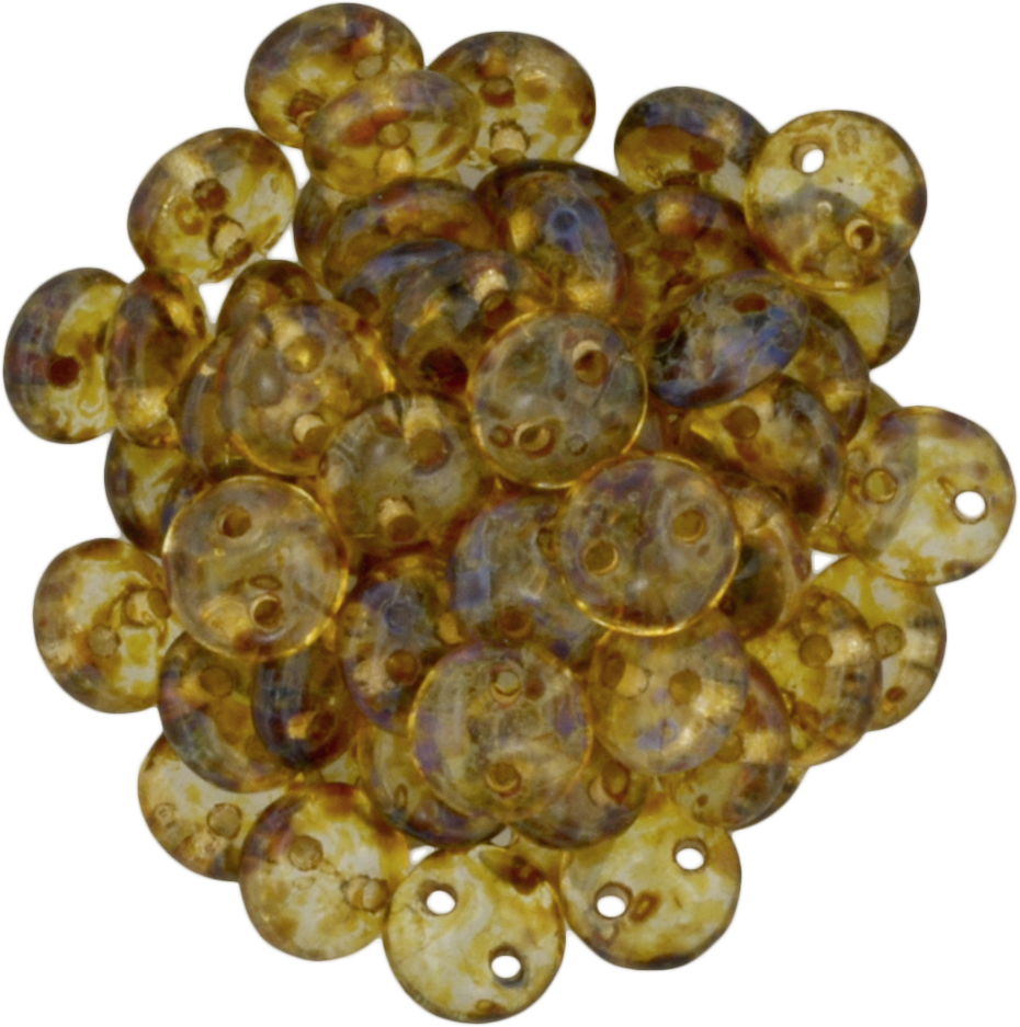 50 CzechMates 6mm Two Hole Lentil Crystal Picasso Beads (00030T)