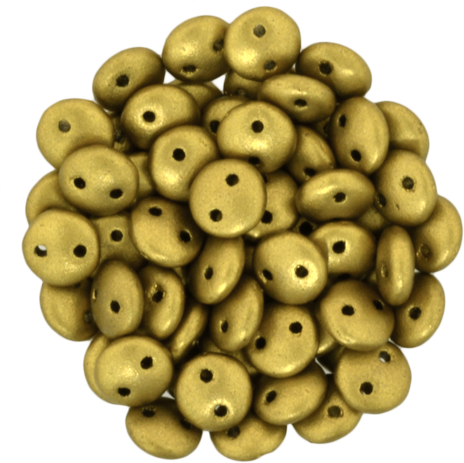 50 CzechMates 6mm Two Hole Lentil Matte Metallic Aztec Gold Beads (01720K)