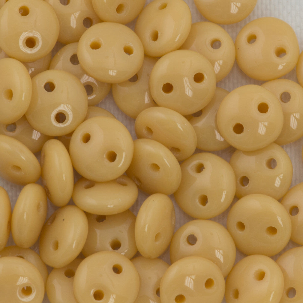 50 CzechMates 6mm Two Hole Lentil Opaque Beige Beads (13020)