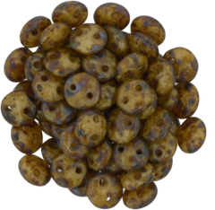 50 CzechMates 6mm Two Hole Lentil Beige Picasso Beads (13020T)