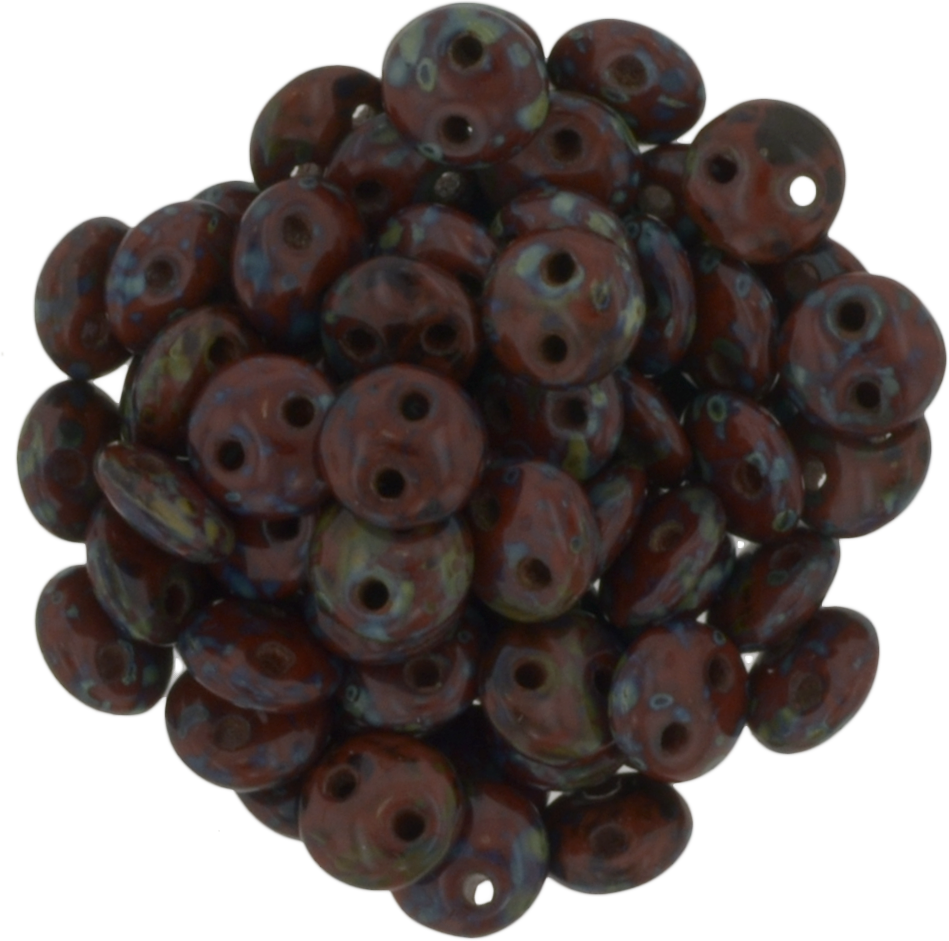 50 CzechMates 6mm Two Hole Lentil Umber Picasso Beads (13610T)