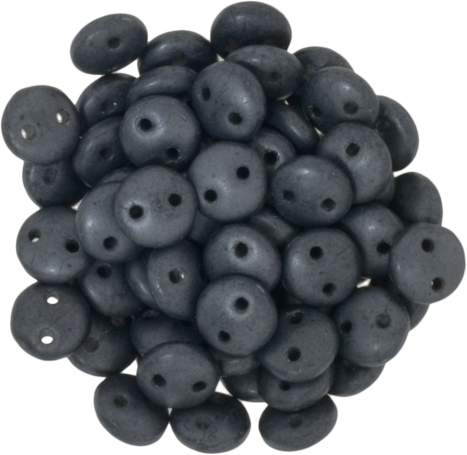 50 CzechMates 6mm Two Hole Lentil Matte Hematite Beads (14400M)
