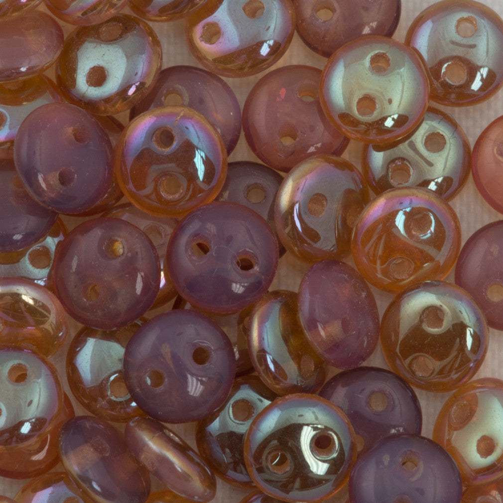 50 CzechMates 6mm Two Hole Lentil Milky Amethyst Celsian Beads (21010Z)