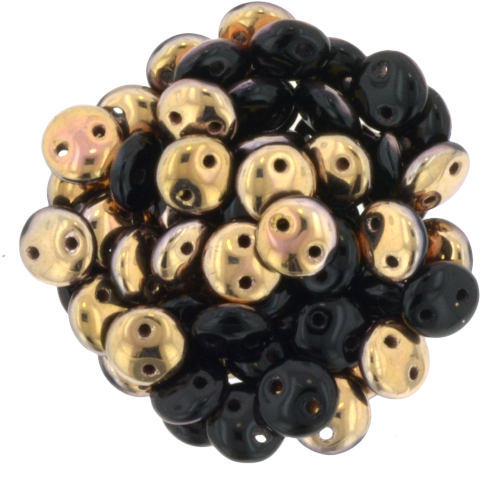 50 CzechMates 6mm Two Hole Lentil Jet Apollo Beads (23980A)