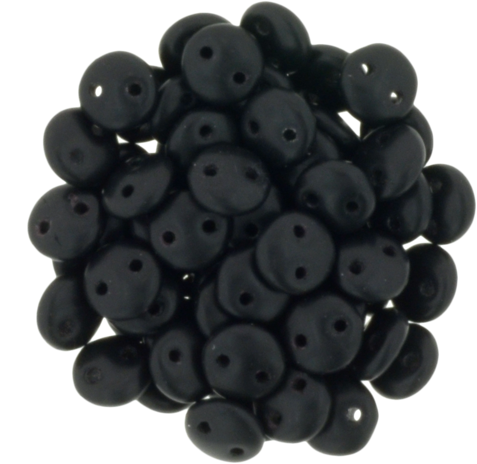 50 CzechMates 6mm Two Hole Lentil Matte Jet Beads (23980M)