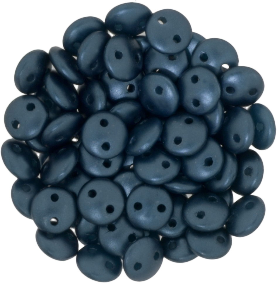50 CzechMates 6mm Two Hole Lentil Pearl Coat Steel Blue Beads (25033)