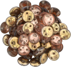 50 CzechMates 6mm Two Hole Lentil Apollo Gold Beads (27101)