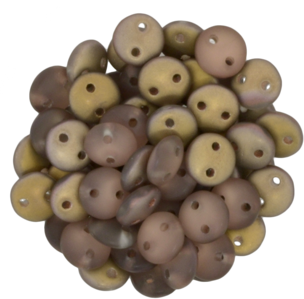 50 CzechMates 6mm Two Hole Lentil Matte Apollo Gold Beads (27171)