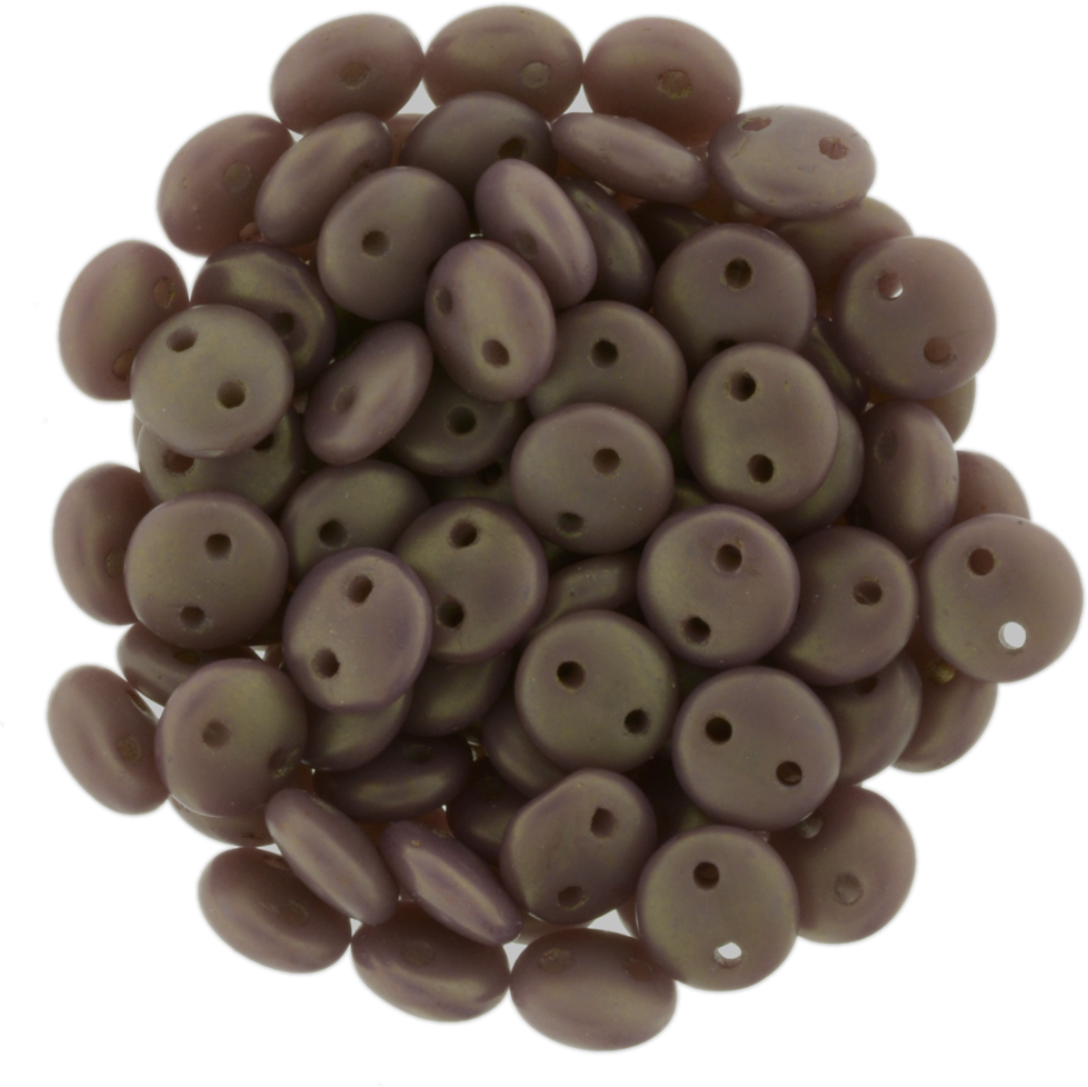 50 CzechMates 6mm Two Hole Lentil Matte Ashen Grey Rosaline Luster Beads (43020MK)
