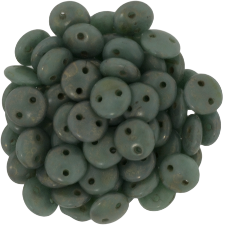 50 CzechMates 6mm Two Hole Lentil Turquoise Copper Picasso Beads (63130CT)