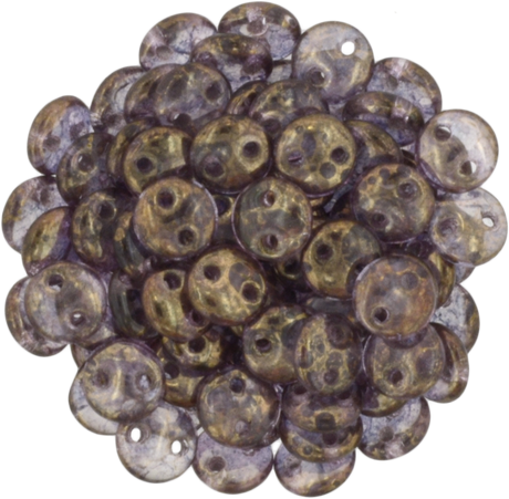 50 CzechMates 6mm Two Hole Lentil Rosaline Moon Dust Beads (70100MD)