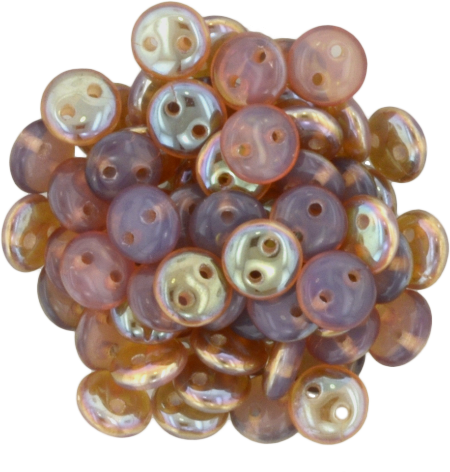 50 CzechMates 6mm Two Hole Lentil Milky Pink Celsian Beads (71010Z)