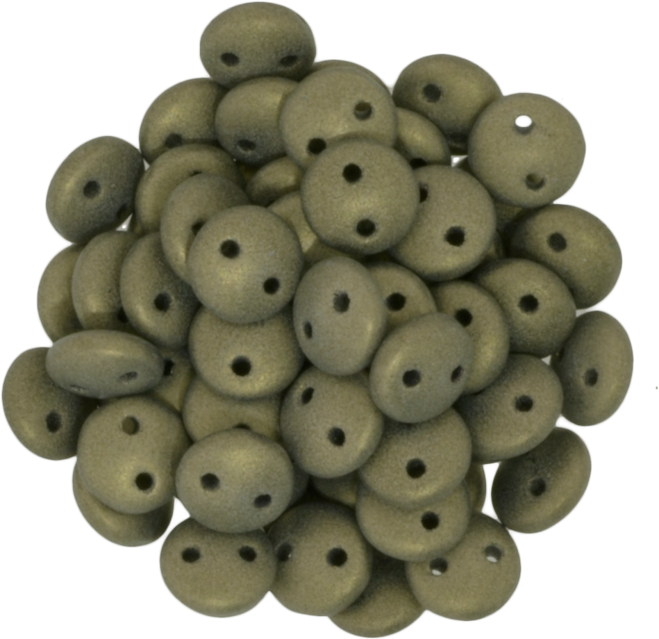 50 CzechMates 6mm Two Hole Lentil Metallic Suede Gold Beads (79080)