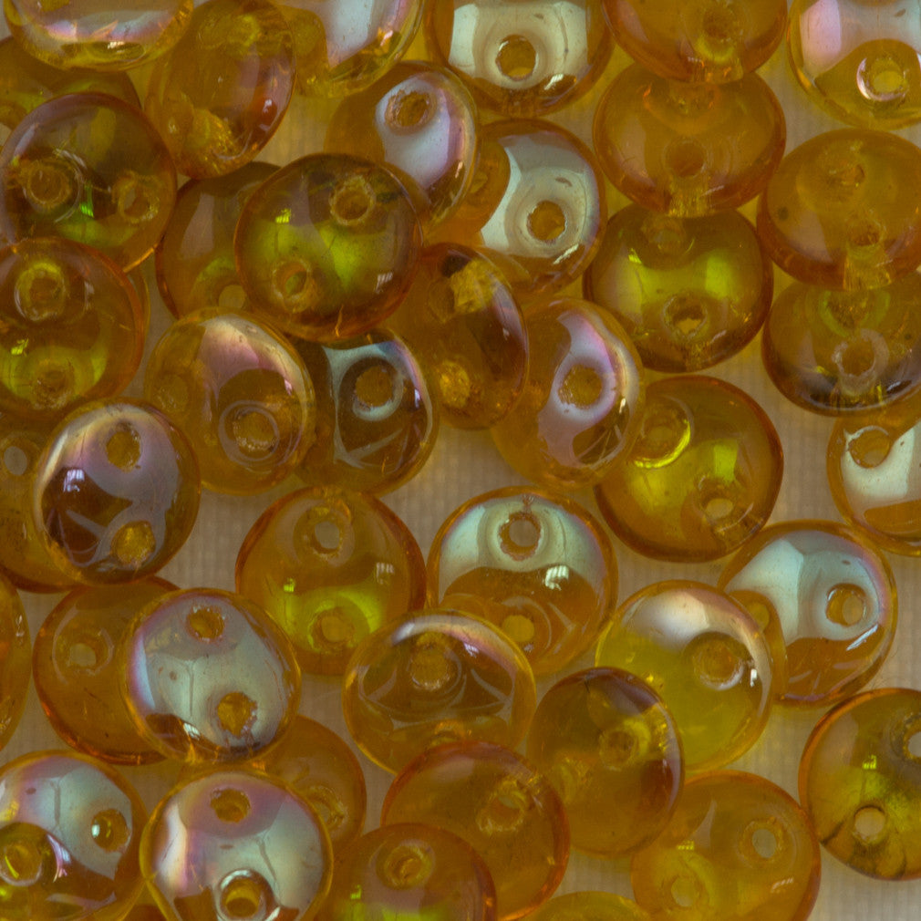 50 CzechMates 6mm Two Hole Lentil Yellow Celsian Beads (80010Z)