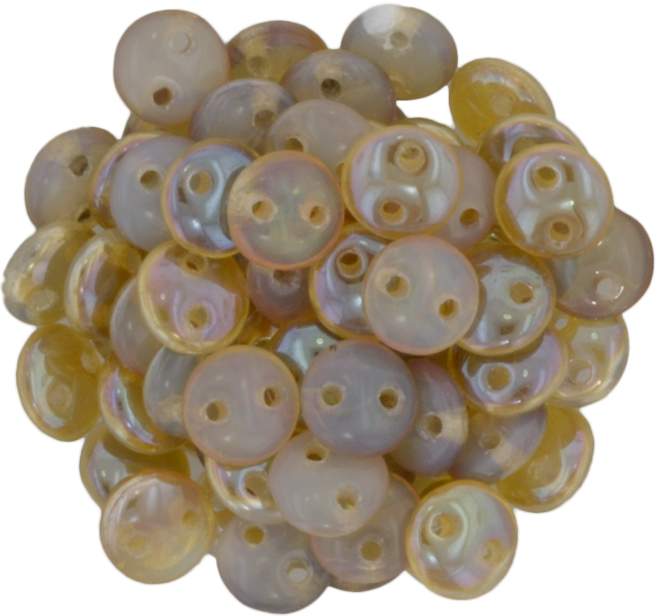 50 CzechMates 6mm Two Hole Lentil Milky Jonquil Celsian Beads (81000Z)