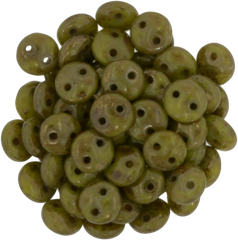 50 CzechMates 6mm Two Hole Lentil Chartreuse Bronze Picasso Beads (84020BT)