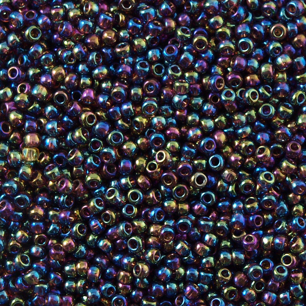 50g Toho Round Seed Bead 11/0 Transparent Dark Amethyst AB (166C)