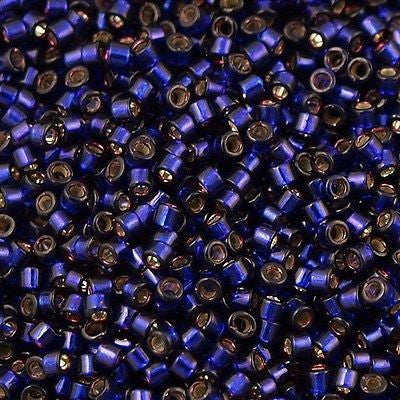 25g Miyuki Delica seed bead 11/0 Silver Lined Dyed Dark Purple DB609