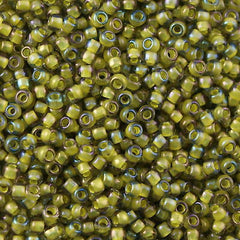 Toho Round Seed Bead 8/0 Inside Color Lined Yellow Green 2.5-inch tube (246)