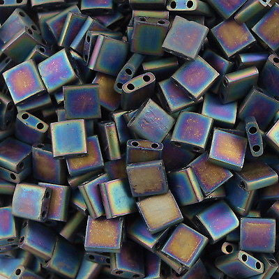 Miyuki Tila Seed Bead Opaque Matte Black AB 7g Tube (401FR)