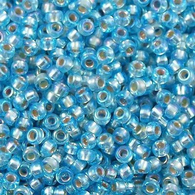 Miyuki Round Seed Bead 6/0 Silver Lined Aqua AB 20g Tube (1018)