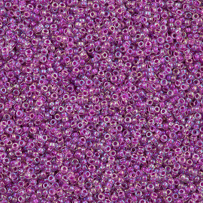 Miyuki Round Seed Bead 15/0 Inside Color Lined Raspberry AB 2-inch Tube (264)