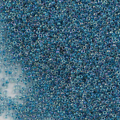 Miyuki Round Seed Bead 15/0 Inside Color Lined Light Blue AB 2-inch Tube (279)