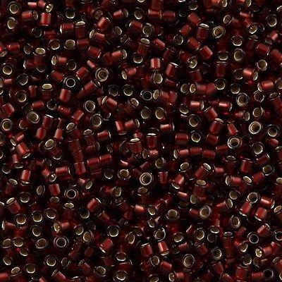 25g Miyuki Delica Seed Bead 11/0 Silver Glazed Dark Garnet DB1685