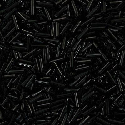 Miyuki 6mm Bugle Bead Opaque Black 5-inch Tube (401)