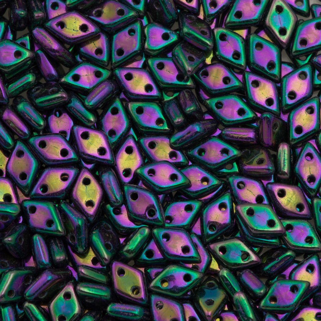 CzechMates 4x6mm Diamond Two Hole Beads Purple Iris 8.2g Tube (21495)