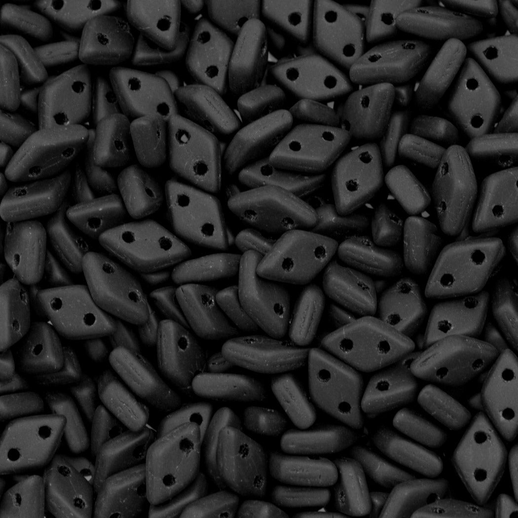 CzechMates 4x6mm Diamond Two Hole Beads Opaque Matte Jet 8.2g Tube (23980M)