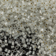 Miyuki 3mm Cube Seed Bead Matte Silver Lined Crystal 10g (1F)