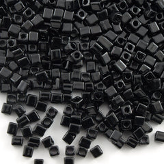 Miyuki 4mm Cube Seed Bead Opaque Black 19g Tube (401)