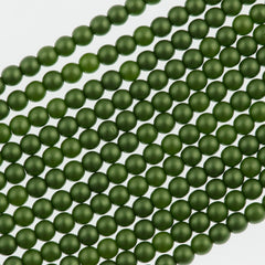 100 Czech 3mm Round Olive Glass Pearl Beads
