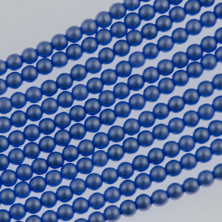 100 Czech 3mm Round Baby Blue Glass Pearl Beads