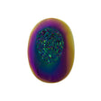 Titanium Rainbow Aura Carved Window Druzy Oval Domed Cabochon 14x10x6