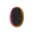 Titanium Rainbow Aura Carved Window Druzy Oval Domed Cabochon 14x10x6