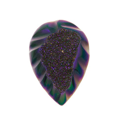Dark Violet Blush Aura Carved Window Druzy Pear Shape Cabochon 25x18x7mm