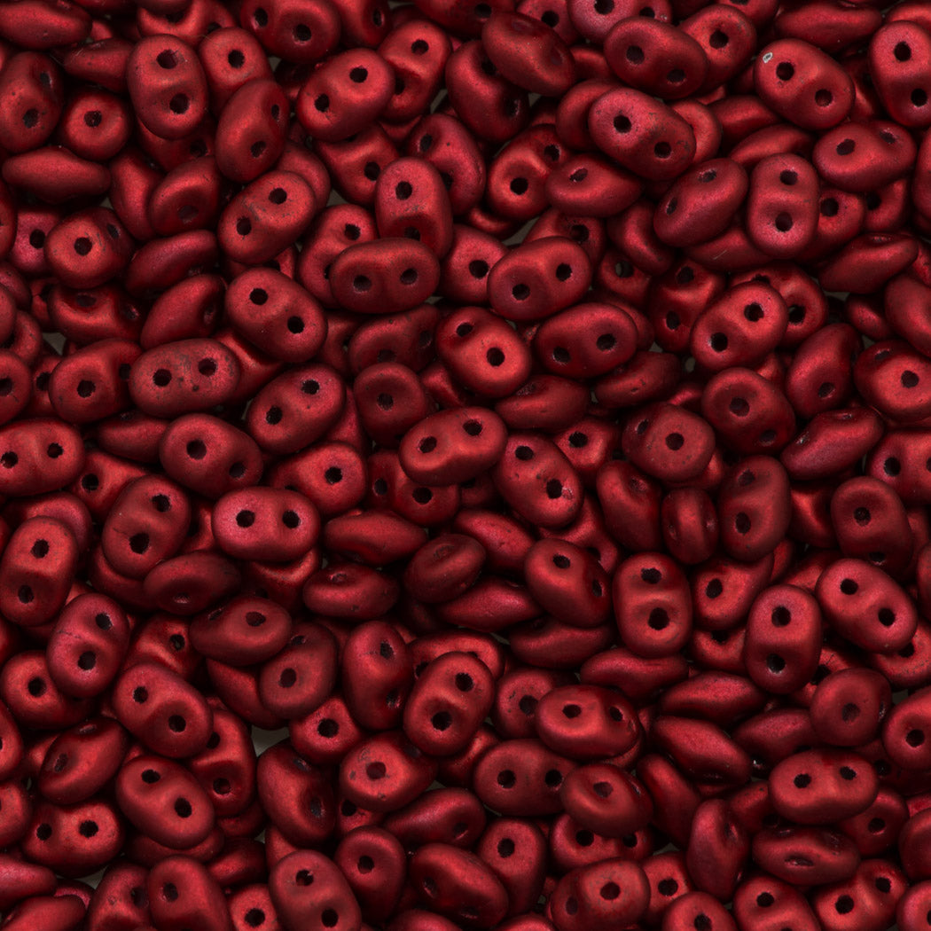 Super Duo 2x5mm Two Hole Beads Metalust Matte Lipstick Red 22g Tube (24309)