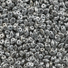 Super Duo 2x5mm Two Hole Beads Silver 22g Tube (27000)