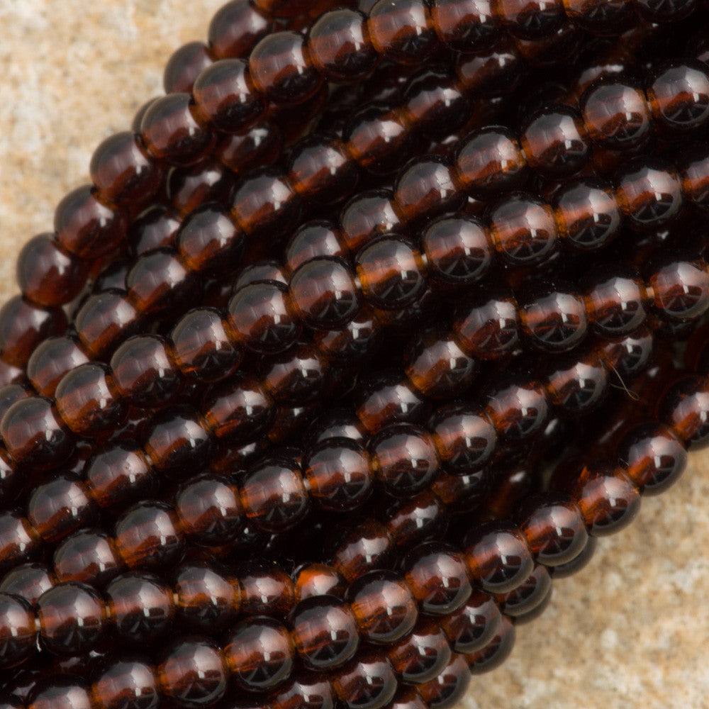 200 Czech 3mm Pressed Glass Round Beads Garnet (90110)