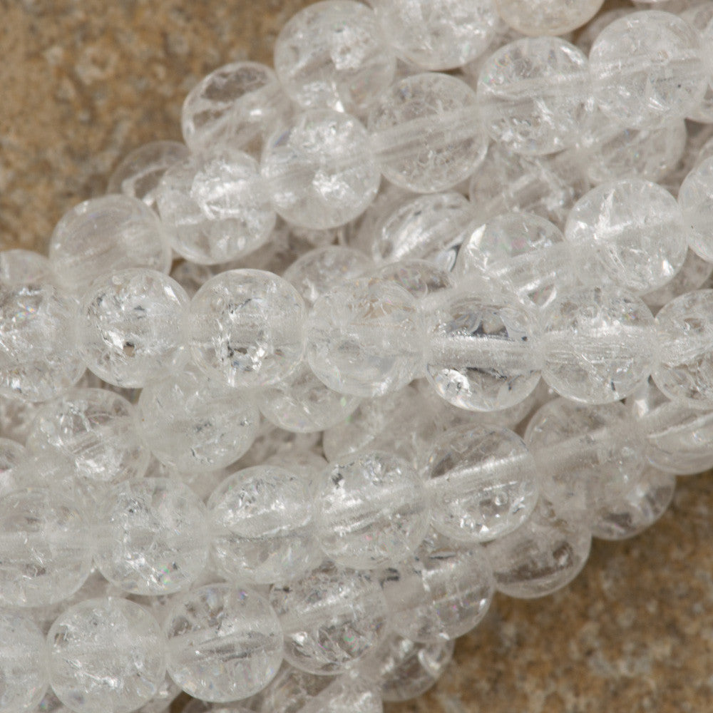 100 Czech 6mm Pressed Glass Round Crystal Crackle Beads (00030CRK)
