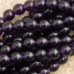 100 Czech 6mm Pressed Glass Round Tanzanite Beads (20510)