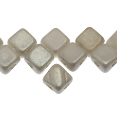 Czech Glass 5mm Two Hole Silky Beads Alabaster White Luster 