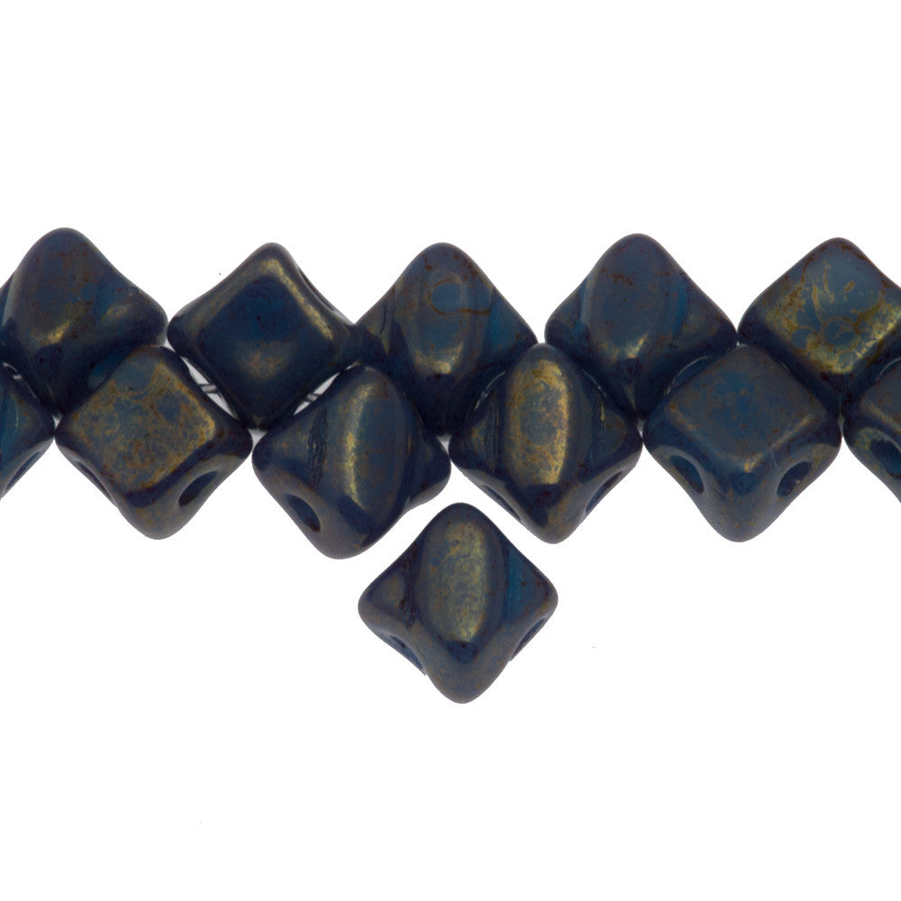 Czech Glass 5mm Two Hole Silky Beads Opaque Light Blue Lumi Luster